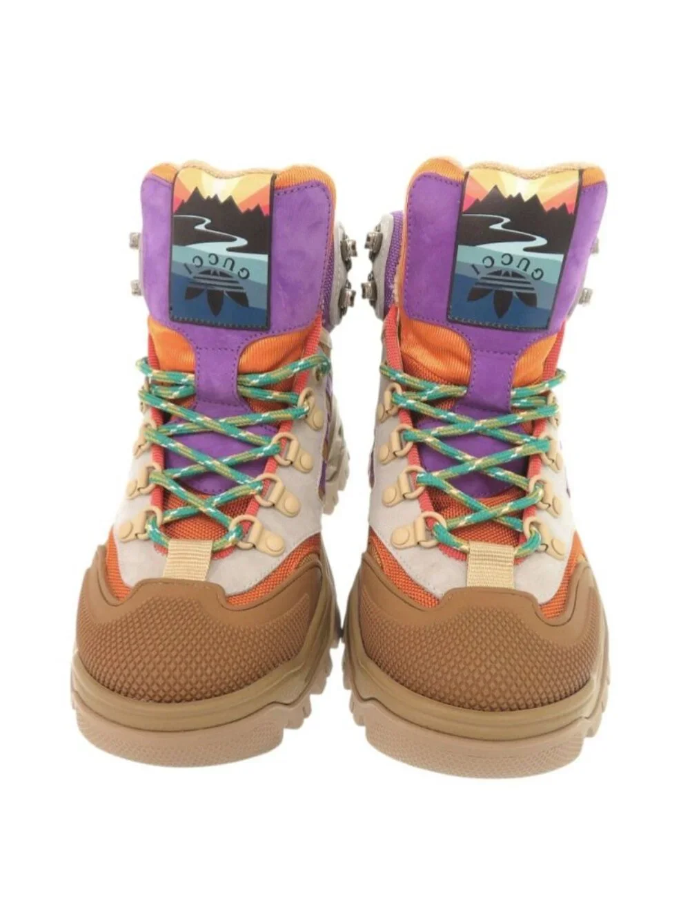 Gucci Adidas Canvas Rubber Multicolor Trekking Shoes Short Boots 37.5